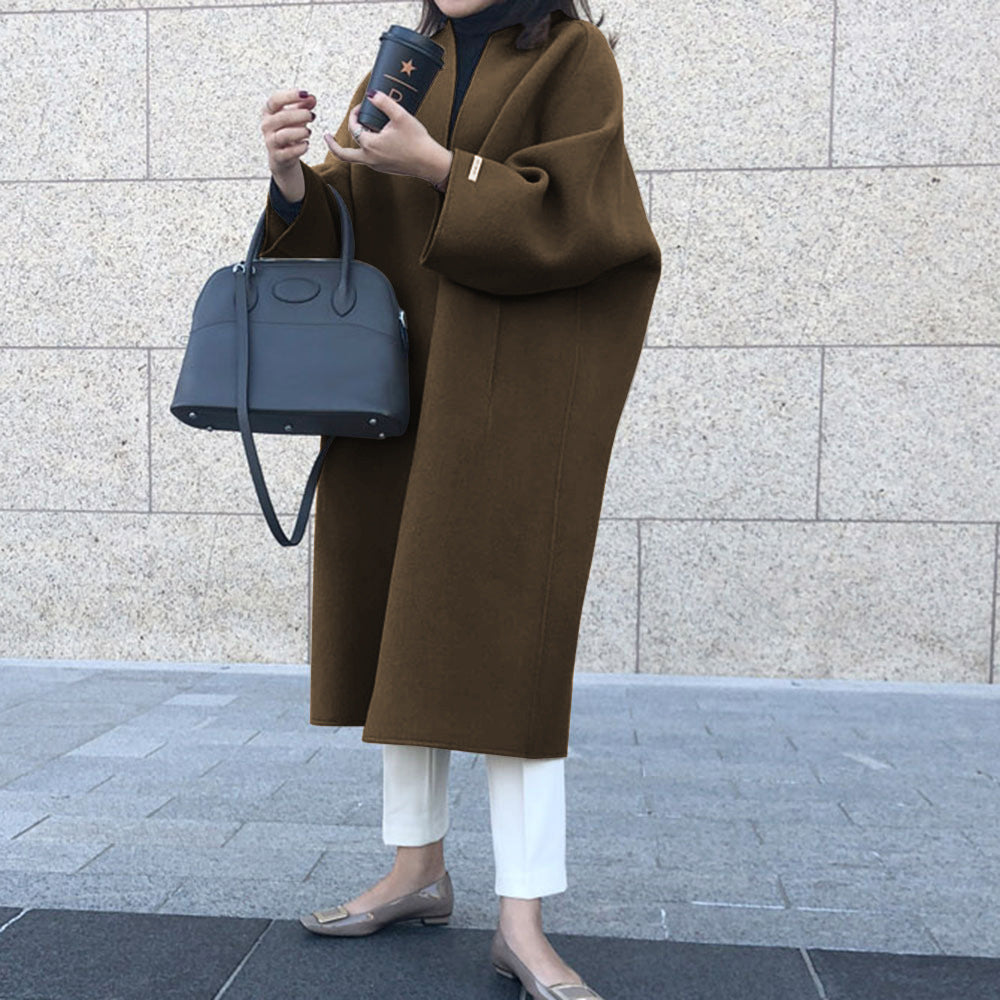 Elegant Commute Solid Color Straight Loose Coat for Women
