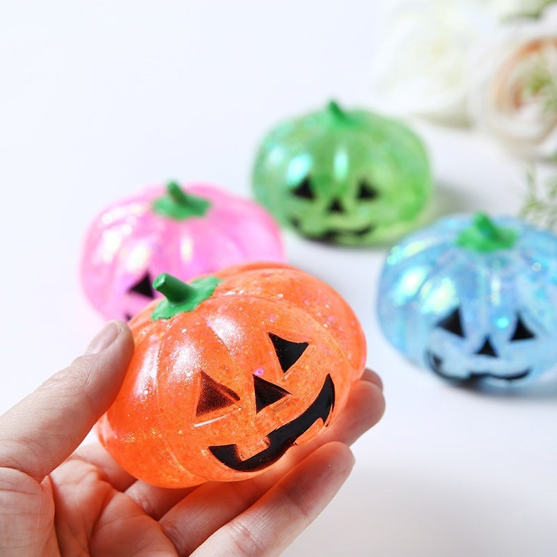 Halloween Funny Pumpkin Head Squishy Stress Relief Toy, Rebound Decorative Gift