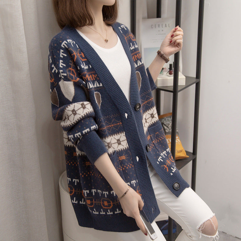 Knitted Cardigan Loose Bohemian Style Outerwear Spring Autumn Top Sweater Women's Coat