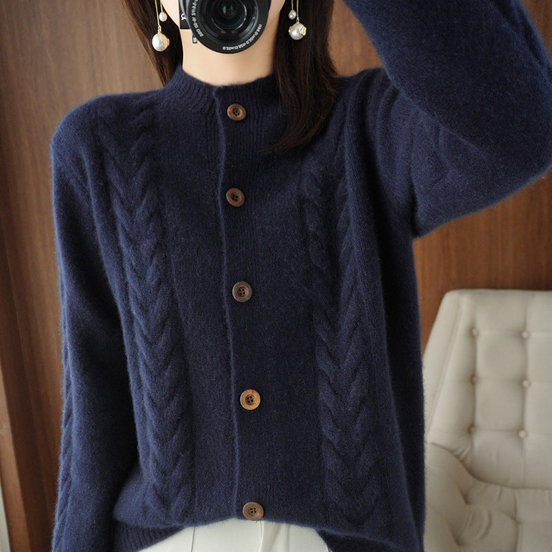 Lazy V-neck Knit Cardigan for Women, Thickened Spring and Autumn Fashionable Sweater Top