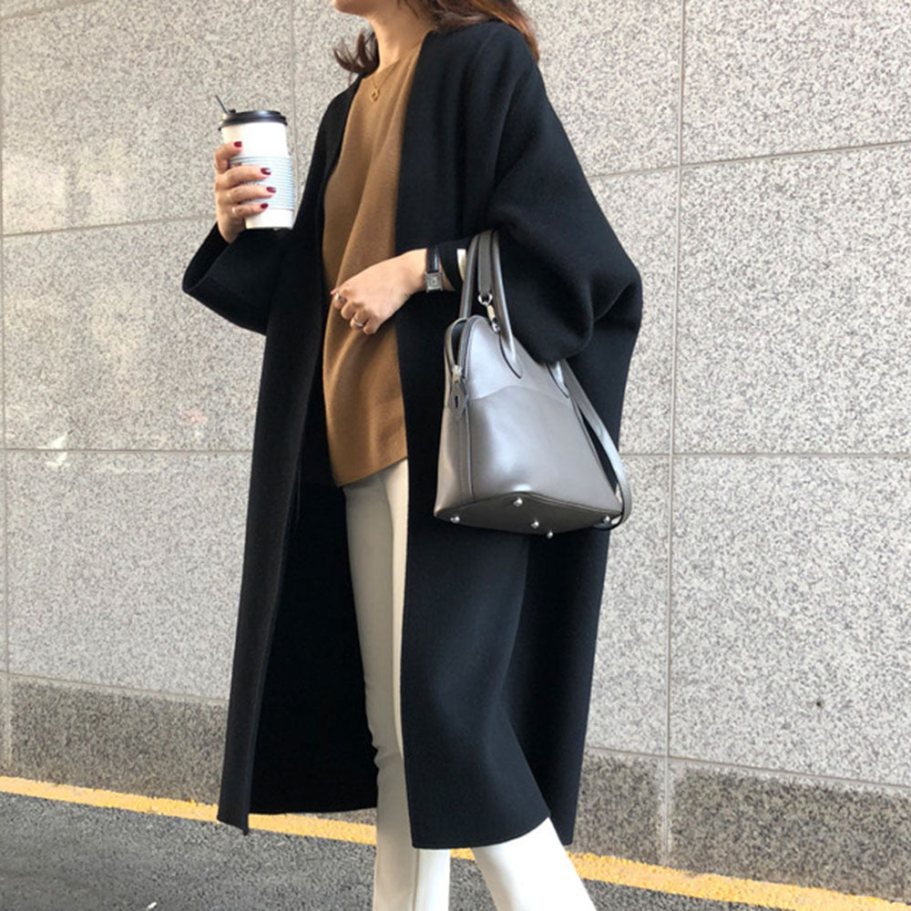 Elegant Commute Solid Color Straight Loose Coat for Women