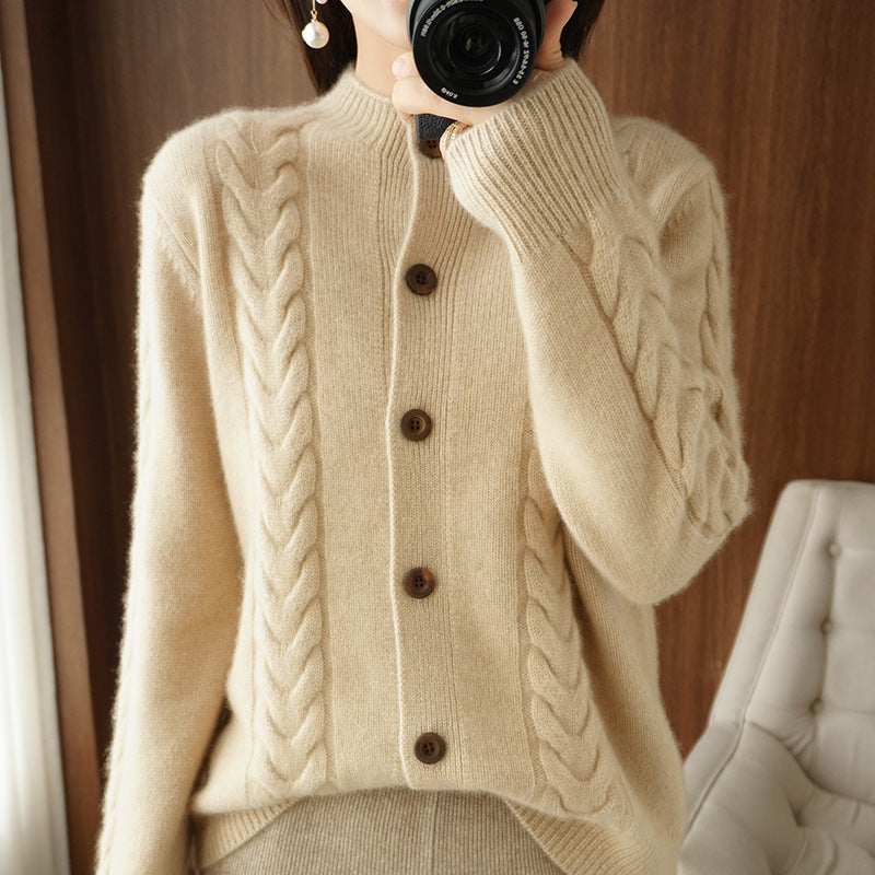 Lazy V-neck Knit Cardigan for Women, Thickened Spring and Autumn Fashionable Sweater Top