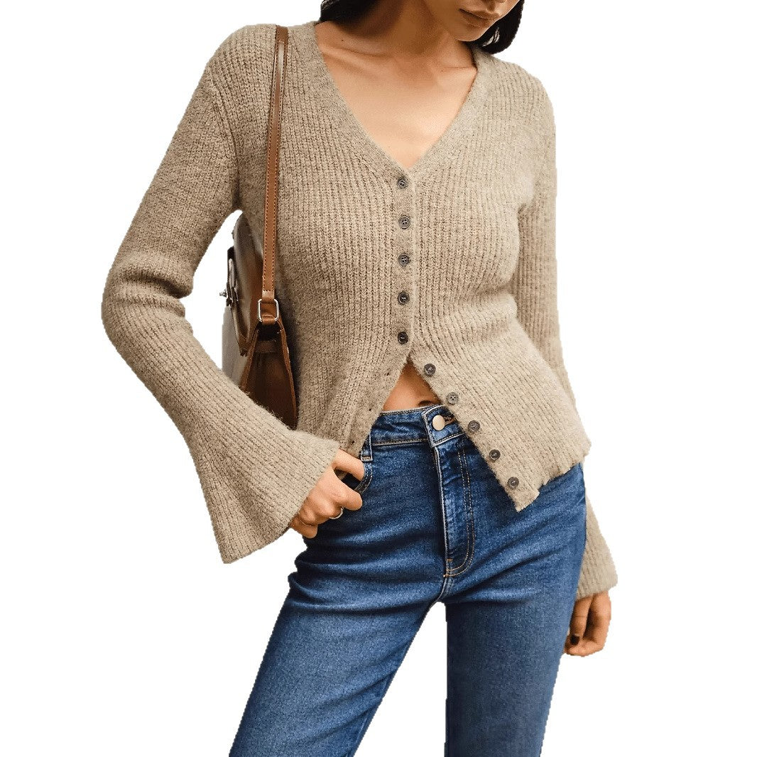 Knitted Cardigan Long Sleeve Sweater for Women, Slim Fit Elegant Casual Stylish Knitwear
