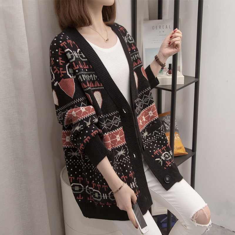 Knitted Cardigan Loose Bohemian Style Outerwear Spring Autumn Top Sweater Women's Coat