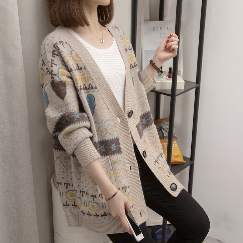 Knitted Cardigan Loose Bohemian Style Outerwear Spring Autumn Top Sweater Women's Coat