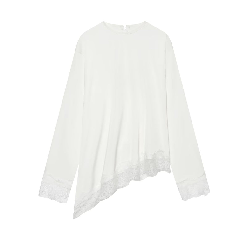 Casual style versatile long sleeve with asymmetrical splicing