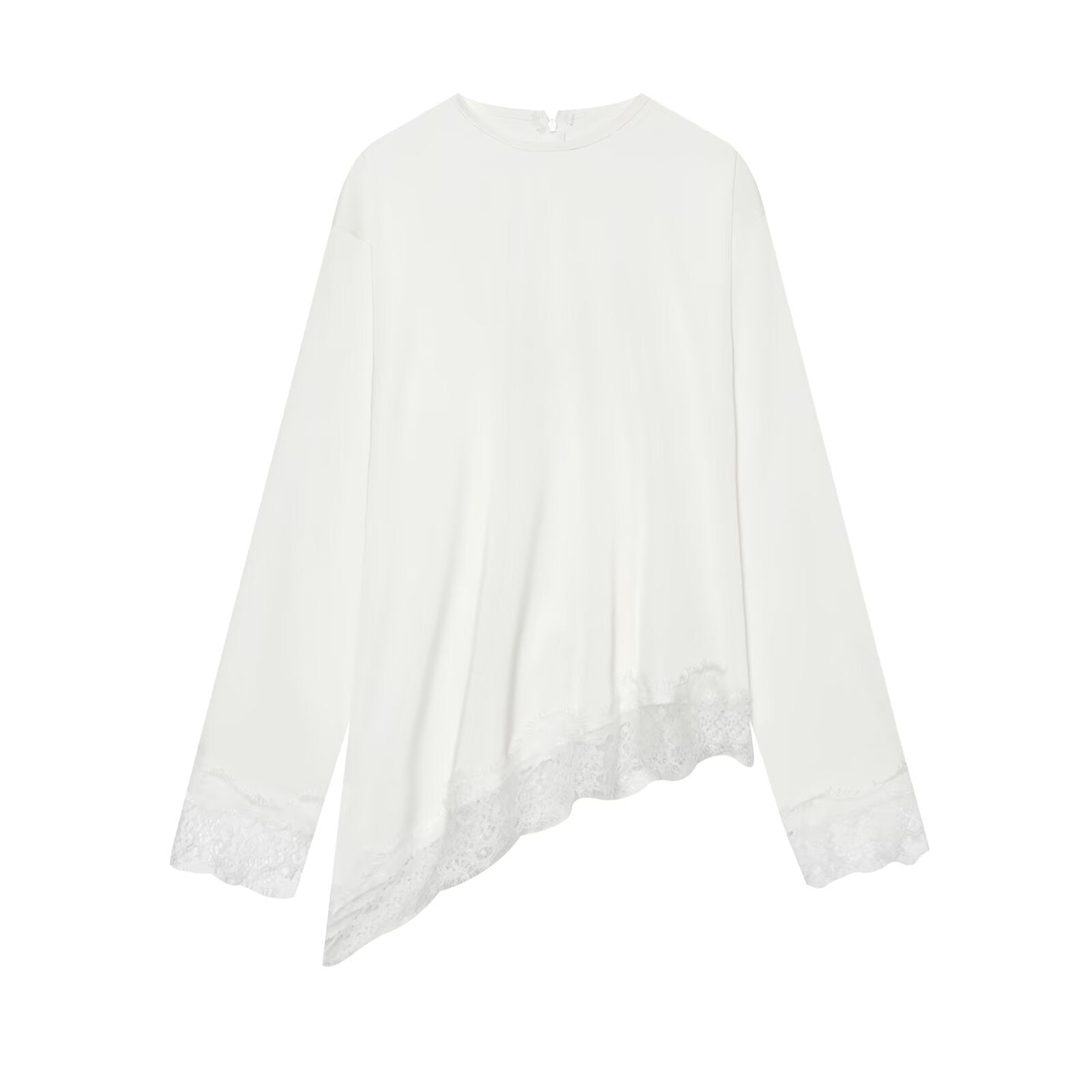 Casual style versatile long sleeve with asymmetrical splicing