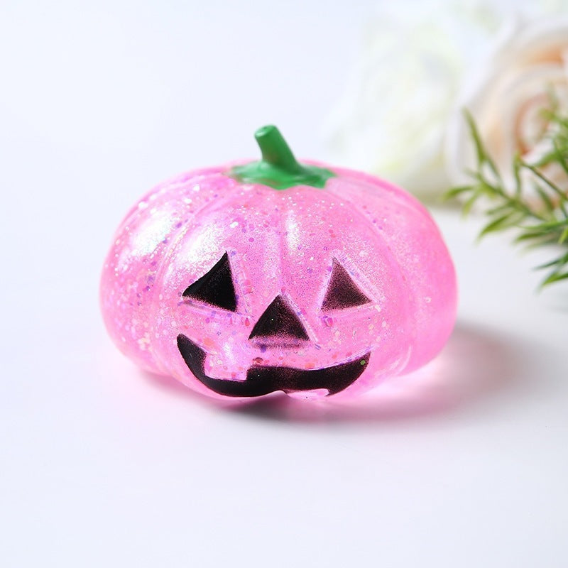 Halloween Funny Pumpkin Head Squishy Stress Relief Toy, Rebound Decorative Gift