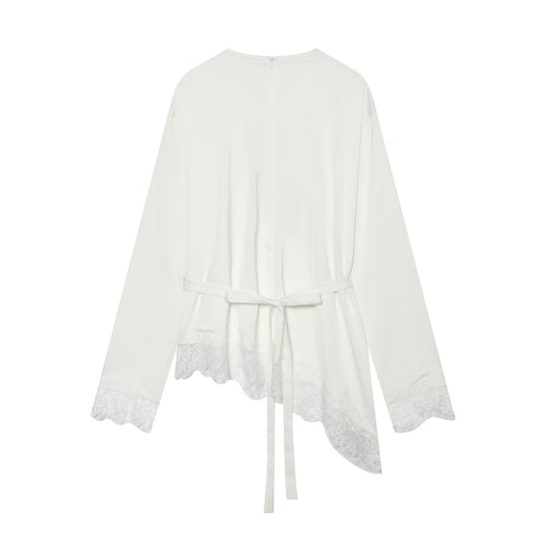 Casual style versatile long sleeve with asymmetrical splicing