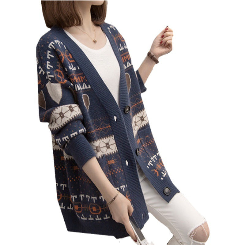 Knitted Cardigan Loose Bohemian Style Outerwear Spring Autumn Top Sweater Women's Coat
