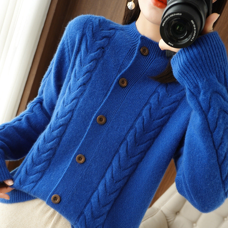 Lazy V-neck Knit Cardigan for Women, Thickened Spring and Autumn Fashionable Sweater Top