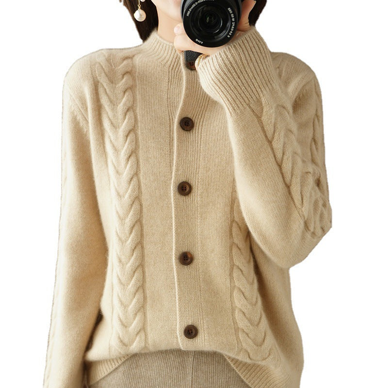 Lazy V-neck Knit Cardigan for Women, Thickened Spring and Autumn Fashionable Sweater Top