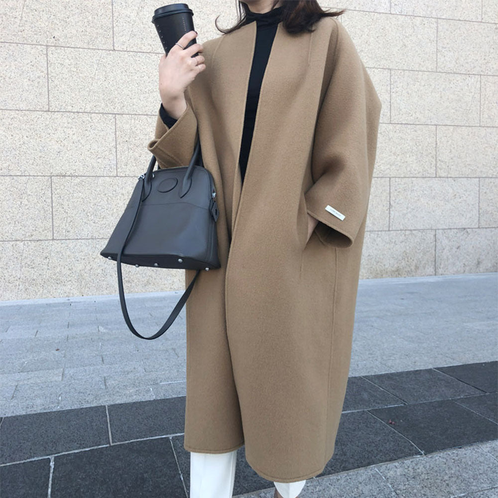 Elegant Commute Solid Color Straight Loose Coat for Women